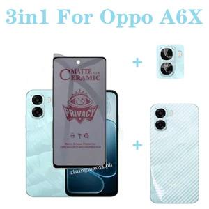 Bộ bảo vệ toàn bộ 3 trong 1 cho Oppo A6X, A6pro, A5pro, A5, A3, A3X Bảo vệ màn hình bằng gốm riêng tư và Vỏ ống kính máy ảnh và Phim mặt sau