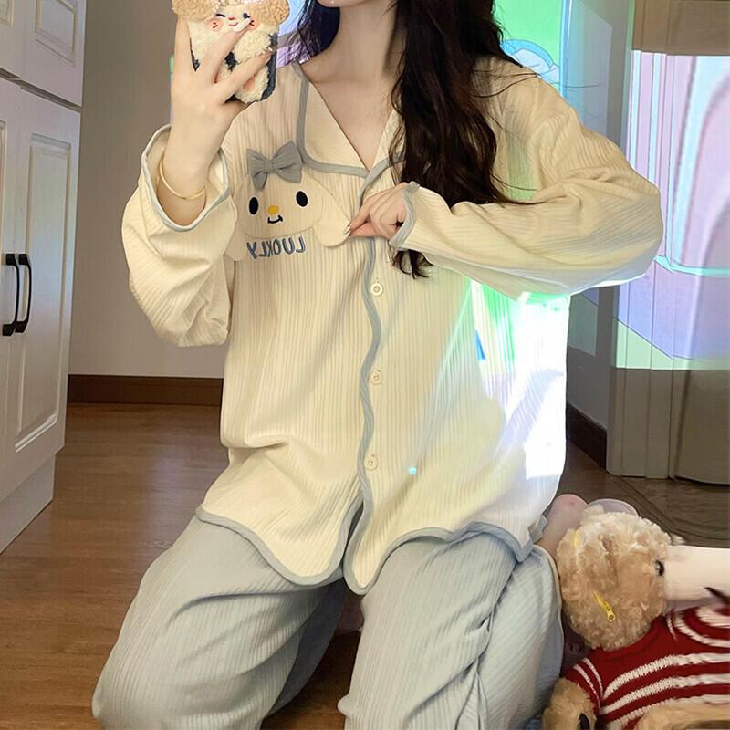【Cotton 100%】Bộ đồ ngủ mặc nhà tay ngắn quần ngắn chất liệu mỏng mùa hè - Đồ ngủ ngọt ngào phong cách học sinh
