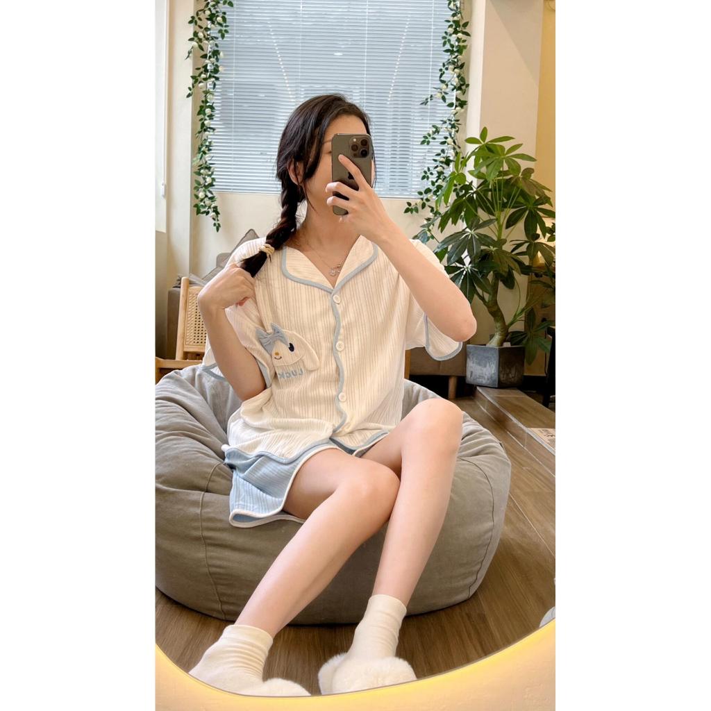 【Cotton 100%】Bộ đồ ngủ mặc nhà tay ngắn quần ngắn chất liệu mỏng mùa hè - Đồ ngủ ngọt ngào phong cách học sinh