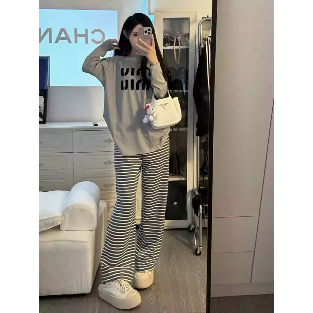 【Xả kho giá rẻ】Bộ đồ ngủ mặc nhà tay dài quần dài chất liệu mỏng xuân hè - Đồ mặc phòng máy lạnh