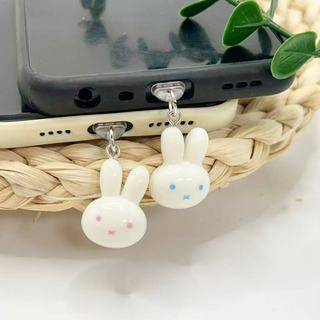 Điện Thoại Di Động Cắm Chống Bụi 1 Đầu Thỏ Trắng Điện Thoại Di Động Chống Bụi Cắm