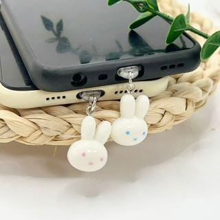 Điện Thoại Di Động Cắm Chống Bụi 1 Đầu Thỏ Trắng Điện Thoại Di Động Chống Bụi Cắm