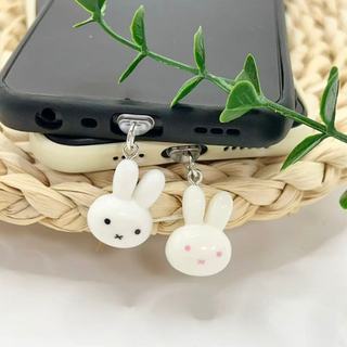 Điện Thoại Di Động Cắm Chống Bụi 1 Đầu Thỏ Trắng Điện Thoại Di Động Chống Bụi Cắm