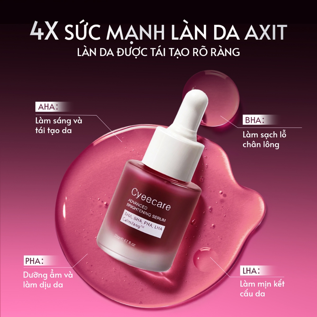 Serum Red Peel Tingle Cyeecare Tinh Chất AHA + BHA Peeling Da Giảm Mụn phục hồi tái tạo da sáng da 20g