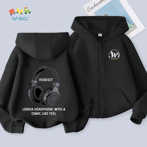 W.G.Q Áo Hoodie bé trai , mùa xuân thu phong cách mỏng, mềm mại thoải mái thời trang phù hợp với in tai nghe