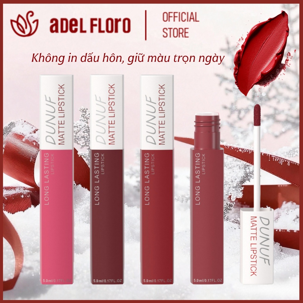 💋【Adel Floro】Son Lì Mịn Nhung  - Bám Môi 12H Chống Nước, Công Thức Dưỡng Ẩm Sâu Cho Môi Căng Mọng