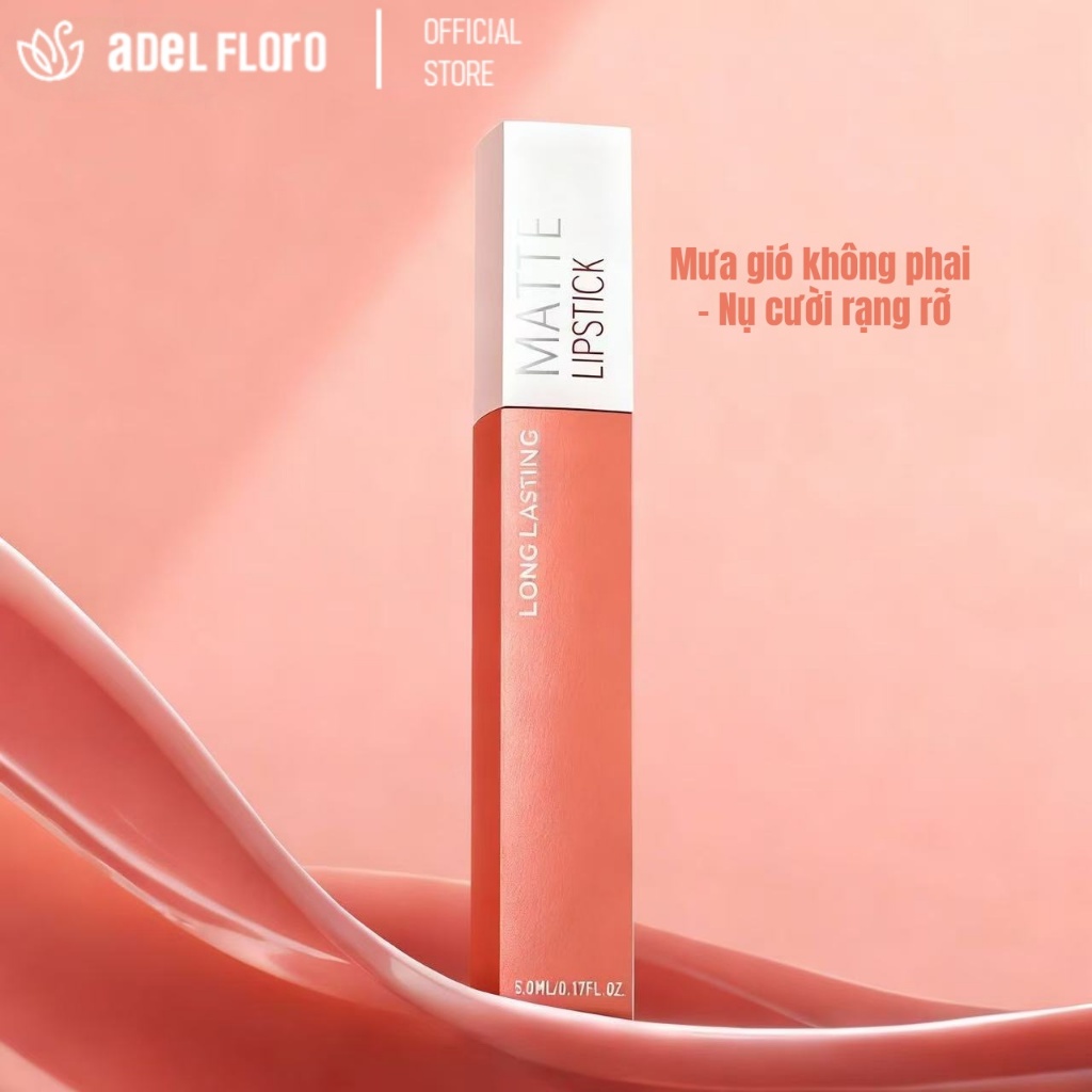 💋【Adel Floro】Son Lì Mịn Nhung  - Bám Môi 12H Chống Nước, Công Thức Dưỡng Ẩm Sâu Cho Môi Căng Mọng