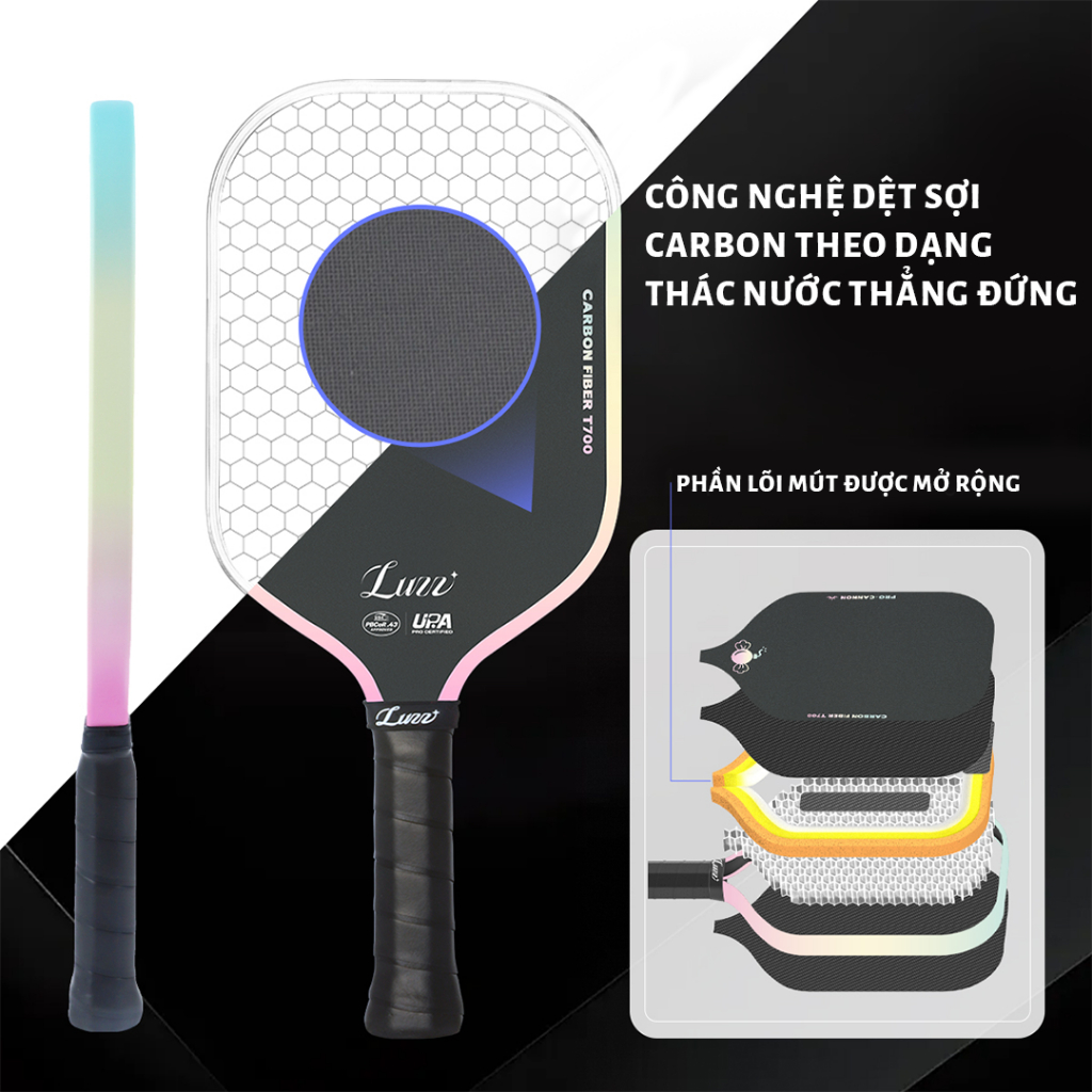 Vợt Pickleball Carbon T700 Luzz CANDY Cannon Bề Mặt Chống Trượt Thermoformed | BigBuy360 - bigbuy360.vn