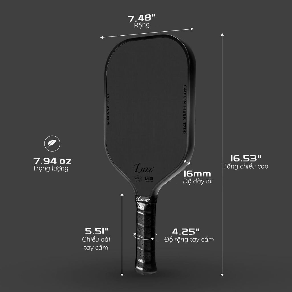 Vợt Pickleball LUZZ  Cannon Paddle T700 Bề Mặt Ma Sát Carbon  Đúc Nhiệt | BigBuy360 - bigbuy360.vn