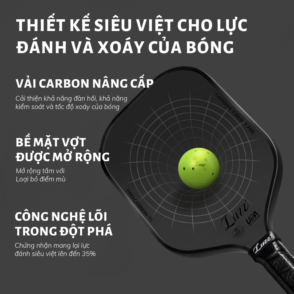 Vợt Pickleball LUZZ  Cannon Paddle T700 Bề Mặt Ma Sát Carbon  Đúc Nhiệt | BigBuy360 - bigbuy360.vn