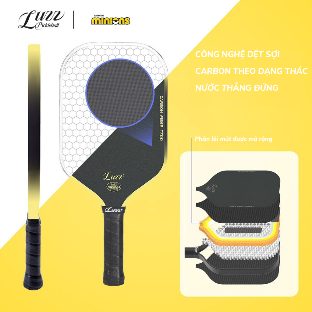 LUZZ Vợt Pickleball Minions Cannon Paddle T700 Bề Mặt Ma Sát Carbon | Đúc Nhiệt | BigBuy360 - bigbuy360.vn