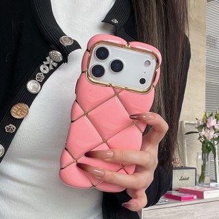 Ốp Điện Thoại Kẻ Sọc 3D Mạ Điện Sang Trọng Vàng Trắng Cho iPhone 17Promax 15Promax 12 13 14 16 Pro Max Silicon Mềm Chống Sốc Điện Thoại Di Động Nữ