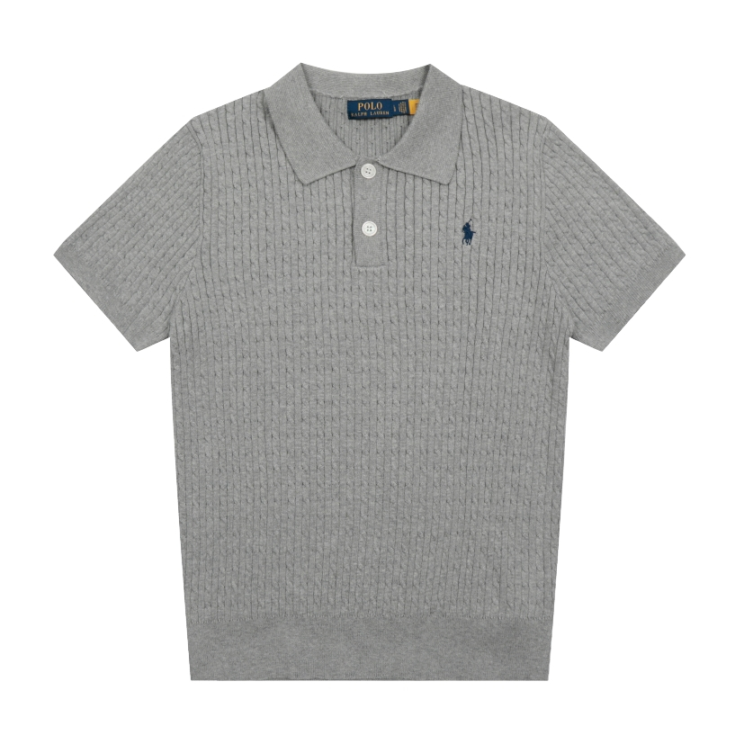Cổ điển cơ bản Polo tay ngắn mỏng dệt kim phù hợp với bốn mùa
