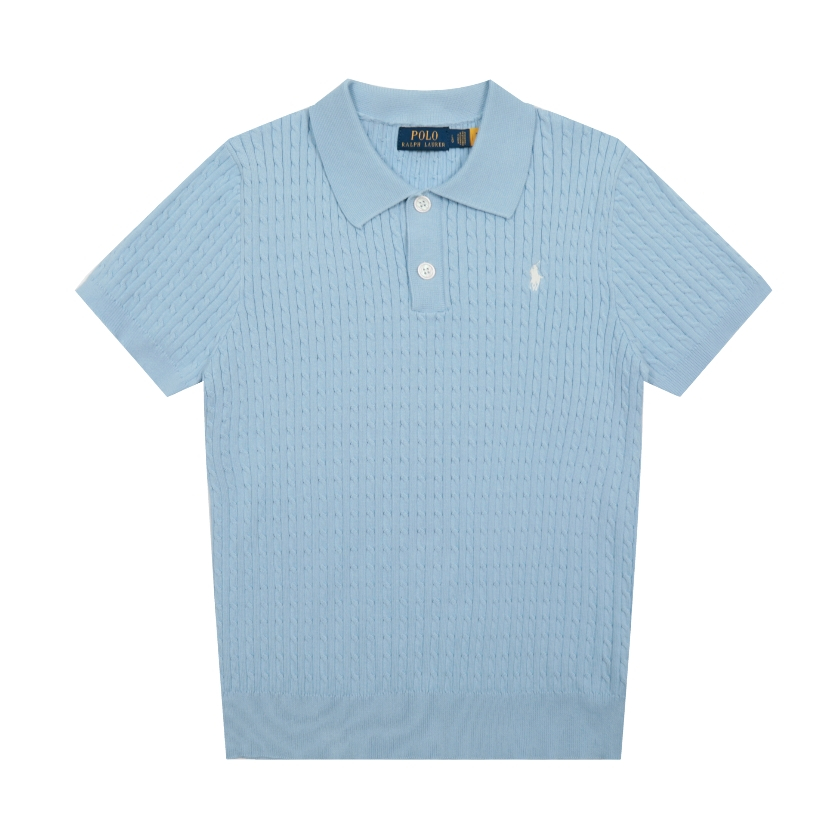 Cổ điển cơ bản Polo tay ngắn mỏng dệt kim phù hợp với bốn mùa