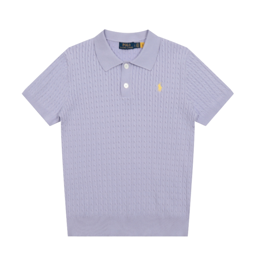 Cổ điển cơ bản Polo tay ngắn mỏng dệt kim phù hợp với bốn mùa