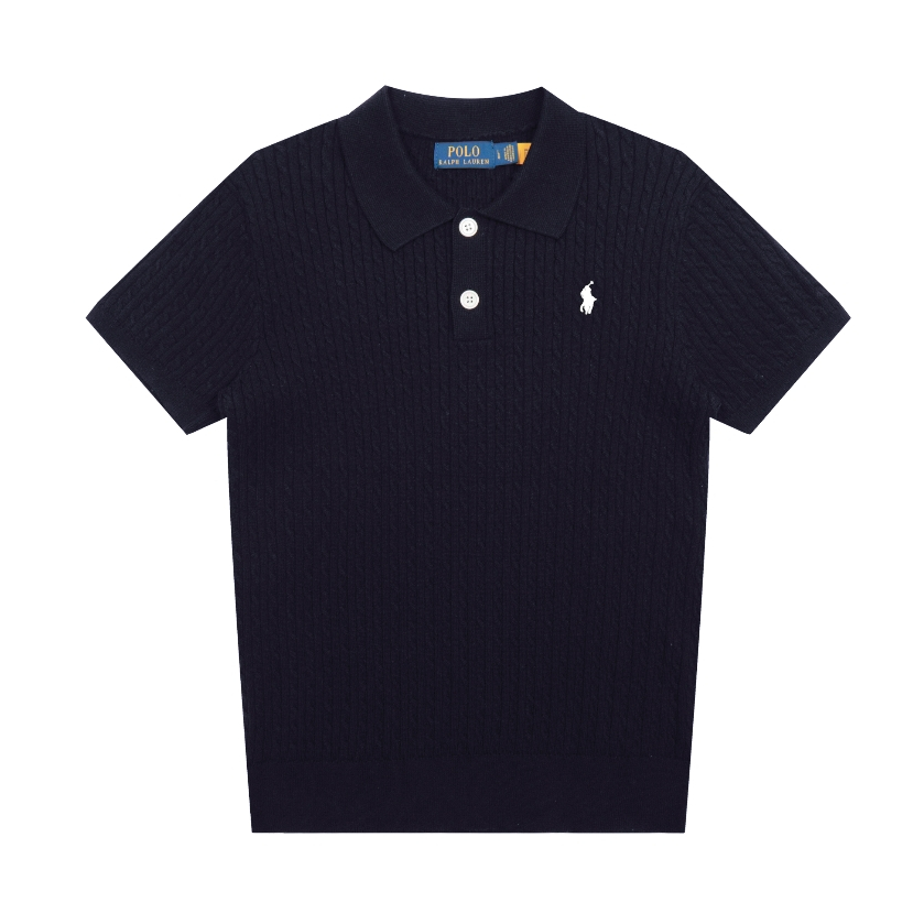 Cổ điển cơ bản Polo tay ngắn mỏng dệt kim phù hợp với bốn mùa