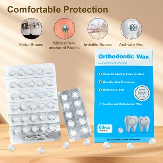 60 Cái / hộp Sáp Nha Khoa Cho Nẹp Kẹo Cao Su Di Động Hương Vị Trái Cây Dạng Hạt Bảo Vệ Sáp Chấm Hộp Gói Cá Nhân