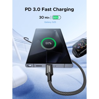 Cáp sạc nhanh Ugreen 60W USB-C sang USB-C bện nylon