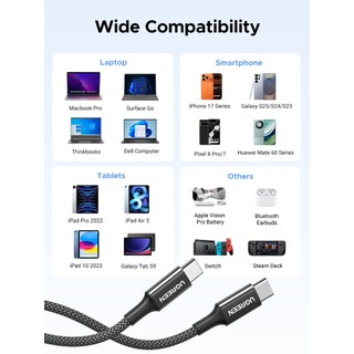 Cáp sạc nhanh Ugreen 60W USB-C sang USB-C bện nylon