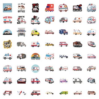 56 Chiếc Hoạt Hình Xe Cứu Thương Xe Graffiti Dán Chống Nước Hành Lý Laptop Xe Tay Ga DIY Miếng Dán