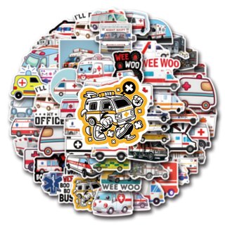 56 Chiếc Hoạt Hình Xe Cứu Thương Xe Graffiti Dán Chống Nước Hành Lý Laptop Xe Tay Ga DIY Miếng Dán