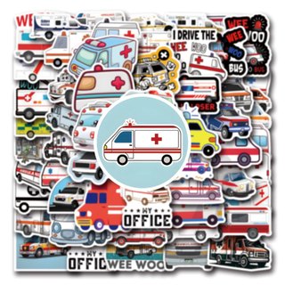 56 Chiếc Hoạt Hình Xe Cứu Thương Xe Graffiti Dán Chống Nước Hành Lý Laptop Xe Tay Ga DIY Miếng Dán