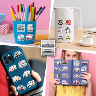 56 Chiếc Hoạt Hình Xe Cứu Thương Xe Graffiti Dán Chống Nước Hành Lý Laptop Xe Tay Ga DIY Miếng Dán