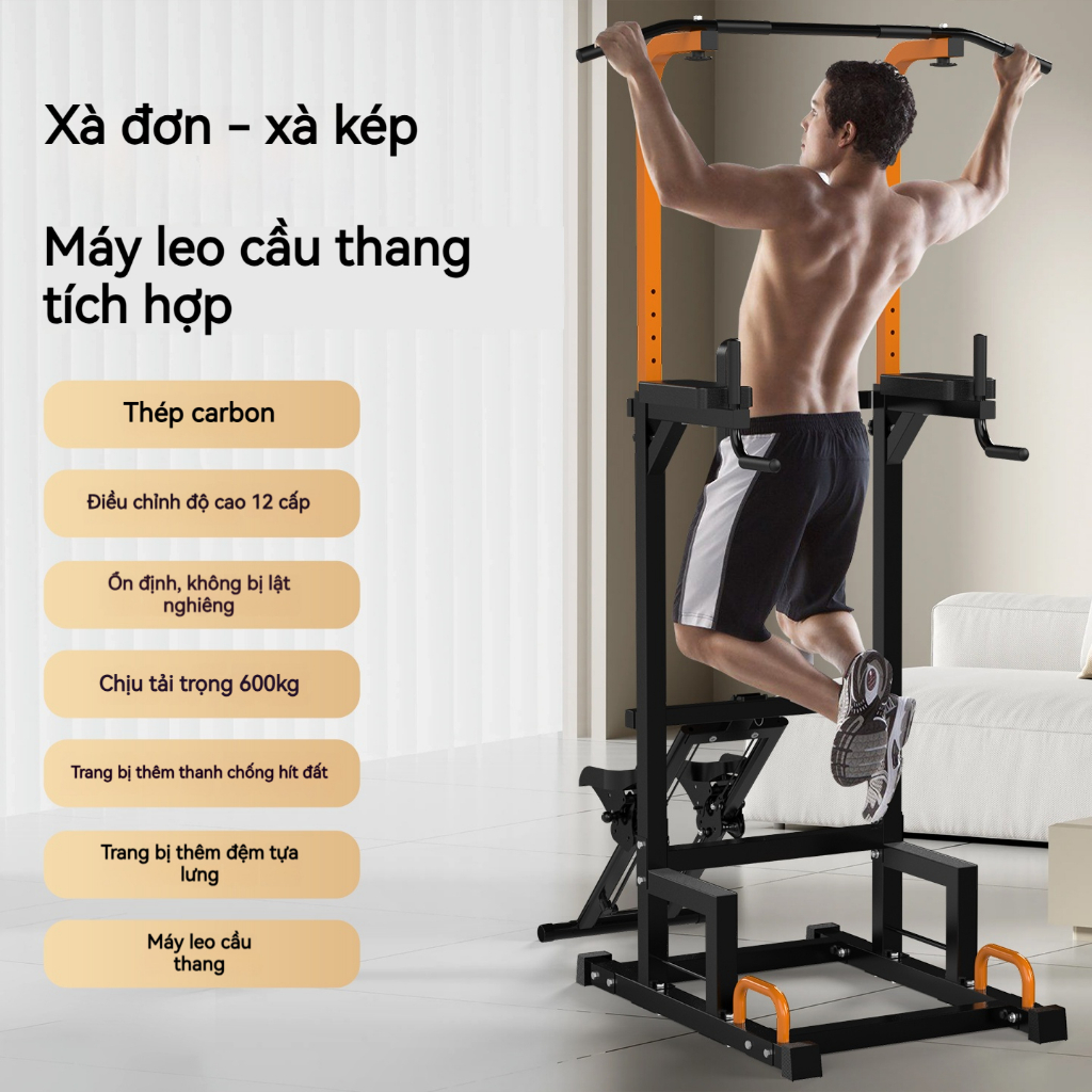 Leikefitness Xà đơn xà kép đa năng & Máy Leo Bậc Máy Leo Núi Tại Nhà 2 in1,Chịu tải 300kg,Thép dày.