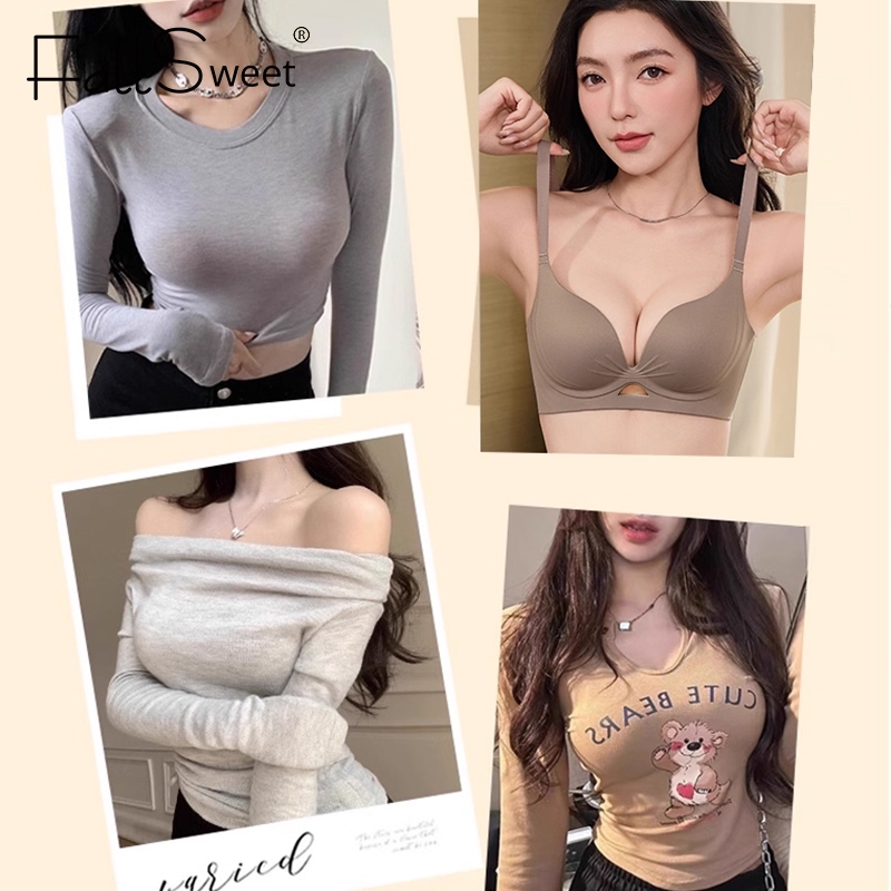 FallSweet 2 Cái Đồ Lót Cho Nữ Áo Ngực Không Dây AB Cup, Thiết Kế Mềm Mại, Nâng Đỡ Tốt