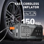 Máy bơm không khí ô tô không dây công suất cao Joysync 150PSI với dung lượng lớn 8000mAh, Màn hình hiển thị màu LED, Bộ khởi động nhảy khẩn cấp – Đa năng cho ô tô, xe máy và xe đạp — ảnh 2