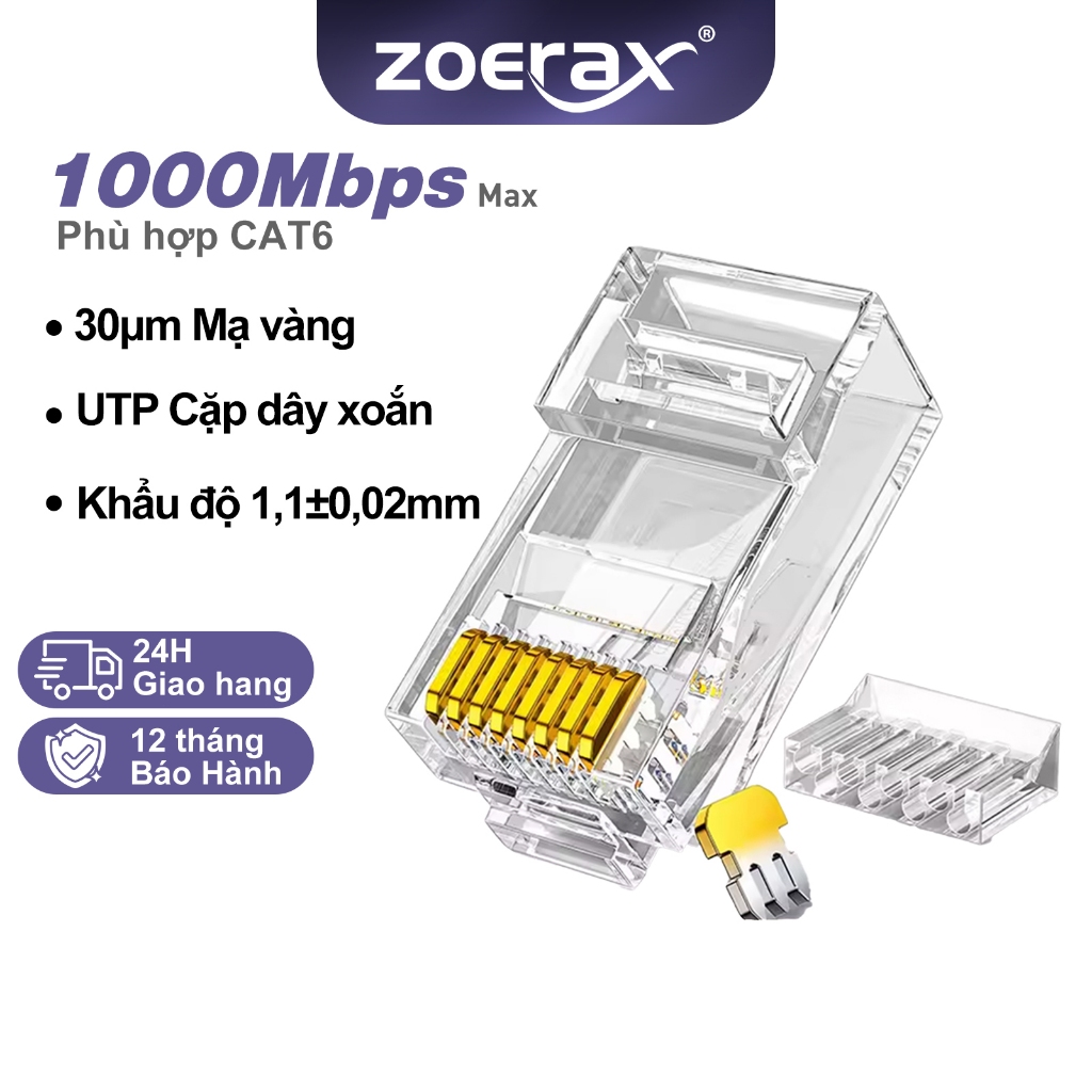 ZoeRax Bộ 2 Ổ Cắm RJ45 Chuẩn CAT6 - Chân 3 Đinh 8P8C Modular Cho Dây ...