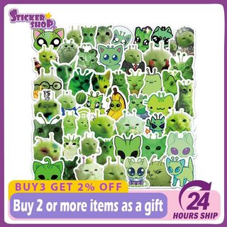 100 Chiếc Ngộ nghĩnh Xanh Ngoài Hành Tinh Mèo Meme Dán Điện Thoại Laptop Vali Notebook Ván Trượt DIY Dán