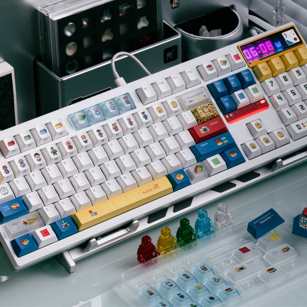 Taptempo Khối Xây Dựng Keycaps Xanh Trắng PBT + PC Lego minifigure Hoạt ...