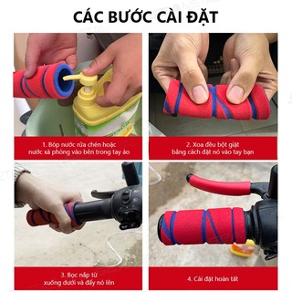 SEAMEMETALTAL Xe Máy Tay Lái Bao Bọt Biển Thoáng Khí Bao Da Bảo Vệ Xe Đạp Điện Tay Lái Phanh Bộ Phụ Kiện