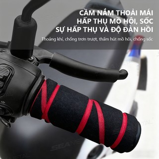 SEAMEMETALTAL Xe Máy Tay Lái Bao Bọt Biển Thoáng Khí Bao Da Bảo Vệ Xe Đạp Điện Tay Lái Phanh Bộ Phụ Kiện