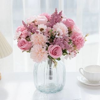 Hoa Giả Trang Trí Phòng Khách Bó Hoa Lụa Cao Cấp Vintage Decor Nhà Cửa Cầm Tay Cô Dâu Chụp Ảnh Cưới Hoa Hồng Cúc Mẫu Đơn Giả Giống Thật Phong Cách Bắc Âu Đạo Cụ Studio Bền Đẹp Màu Cam Cháy Pastel Sang Trọng