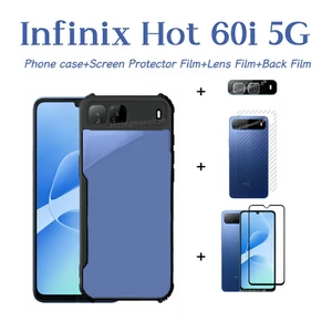 4in1 Dành Cho Infinix Hot 60i 5G Chống Rơi Điện Thoại Di Động Cho Hot 60i 4G 60Pro Hot 50i Hot 50 4G Hot 50 5G Phim Kính Cường Lực Và Phim Ống Kính Và Phim Mặt Sau