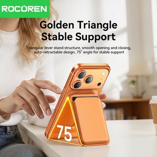 Rocoren Gấp Từ Tính Cho Điện Thoại Lưng Thẻ Ví Da Đứng Cho iPhone 17 16 15 Pro Max