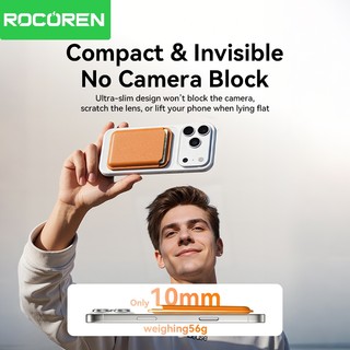 Rocoren Gấp Từ Tính Cho Điện Thoại Lưng Thẻ Ví Da Đứng Cho iPhone 17 16 15 Pro Max