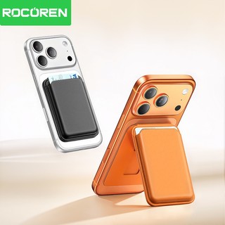 Rocoren Gấp Từ Tính Cho Điện Thoại Lưng Thẻ Ví Da Đứng Cho iPhone 17 16 15 Pro Max