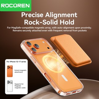 Rocoren Gấp Từ Tính Cho Điện Thoại Lưng Thẻ Ví Da Đứng Cho iPhone 17 16 15 Pro Max