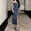 đầm nữ xanh dương dự tiệc cao cấp sang chảnh body dáng dài dạ hội đầm xinh trễ vai tiểu thư thiết kế nàng thơ party night dạ hội