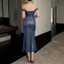 đầm nữ xanh dương dự tiệc cao cấp sang chảnh body dáng dài dạ hội đầm xinh trễ vai tiểu thư thiết kế nàng thơ party night dạ hội