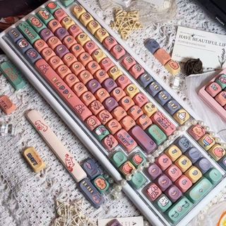 Dễ Thương Dopamine Keycaps PBT Dye-sub MOA Profile Keycap Tùy Chỉnh Keycaps Tương Thích Với Cherry Gateron MX Switch