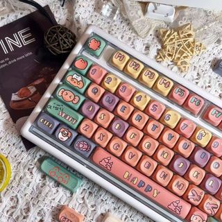 Dễ Thương Dopamine Keycaps PBT Dye-sub MOA Profile Keycap Tùy Chỉnh Keycaps Tương Thích Với Cherry Gateron MX Switch