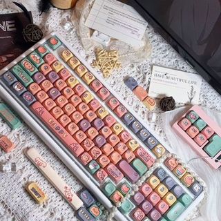 Dễ Thương Dopamine Keycaps PBT Dye-sub MOA Profile Keycap Tùy Chỉnh Keycaps Tương Thích Với Cherry Gateron MX Switch