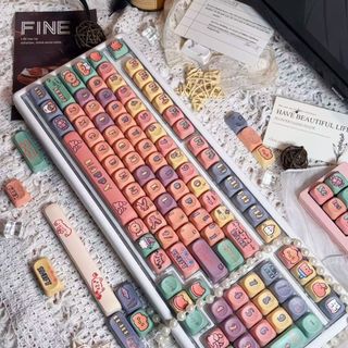 Dễ Thương Dopamine Keycaps PBT Dye-sub MOA Profile Keycap Tùy Chỉnh Keycaps Tương Thích Với Cherry Gateron MX Switch