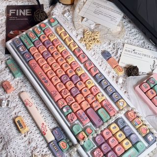 Dễ Thương Dopamine Keycaps PBT Dye-sub MOA Profile Keycap Tùy Chỉnh Keycaps Tương Thích Với Cherry Gateron MX Switch