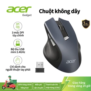 Acer Chuột không dây, 6 nút im lặng 2.4G có đầu thu Mini USB cài đặt 3 cấp độ DPI 1600DPI Áp dụng tương thích cho PC / Mac / Linux