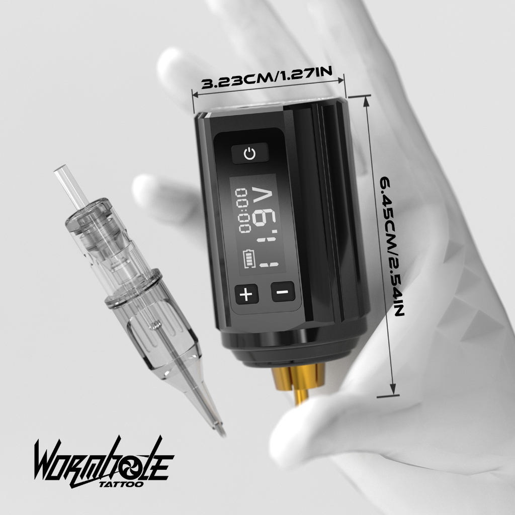 Pin bút xăm có thể sạc lại Wormhole 1200mAh cung cấp thời lượng pin 3-5 giờ, có thiết kế nhẹ, điện áp có thể điều chỉnh và nhiều chế độ hoạt động.